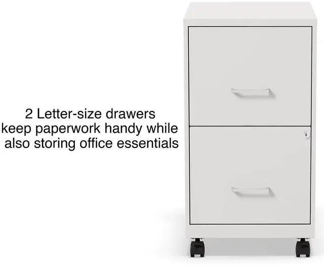 Alt view image 3 of 7 - Mobile Pedestal File Cabinet, 2-Drawer, Letter/Legal, Locking | Rolling storage for letter and legal documents in office settings