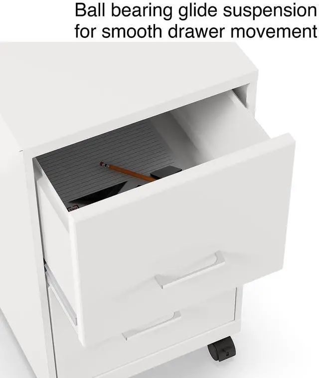 Alt view image 5 of 7 - Mobile Pedestal File Cabinet, 2-Drawer, Letter/Legal, Locking | Rolling storage for letter and legal documents in office settings