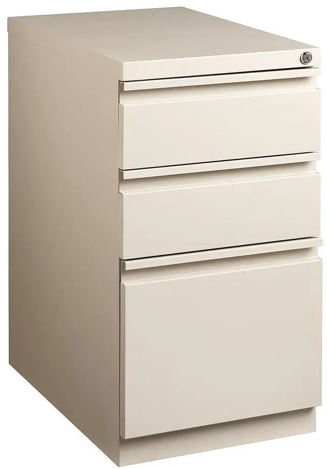 Main image of Mobile Pedestal File Cabinet with Wheels, 3-Drawer, Putty | Rolling under-desk storage for letter-size documents and office supplies