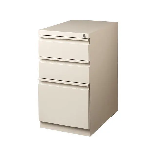 Alt view image 2 of 4 - Mobile Pedestal File Cabinet with Wheels, 3-Drawer, Putty | Rolling under-desk storage for letter-size documents and office supplies