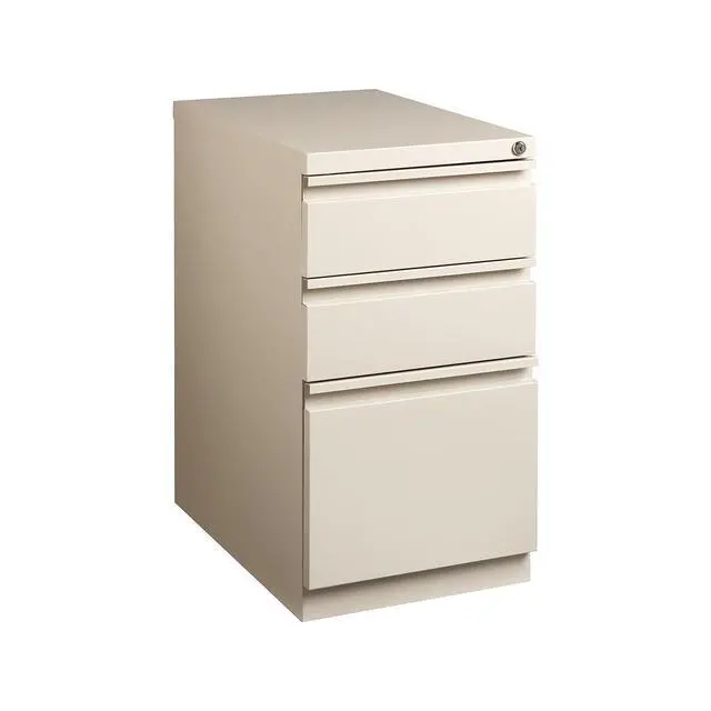 Alt view image 4 of 4 - Mobile Pedestal File Cabinet with Wheels, 3-Drawer, Putty | Rolling under-desk storage for letter-size documents and office supplies