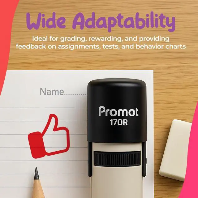 Alt view image 4 of 7 - Teacher Self-Inking Stamp, Round Rubber Stamp (Like Red) | Encourages Student Engagement, Makes Grading Faster, Crisp & Consistent Impressions, Built-In Self-Inking Mechanism