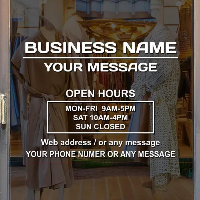 Alt view image 2 of 7 - Business Hours Sign for Window Two Title Lines (Two Lines)