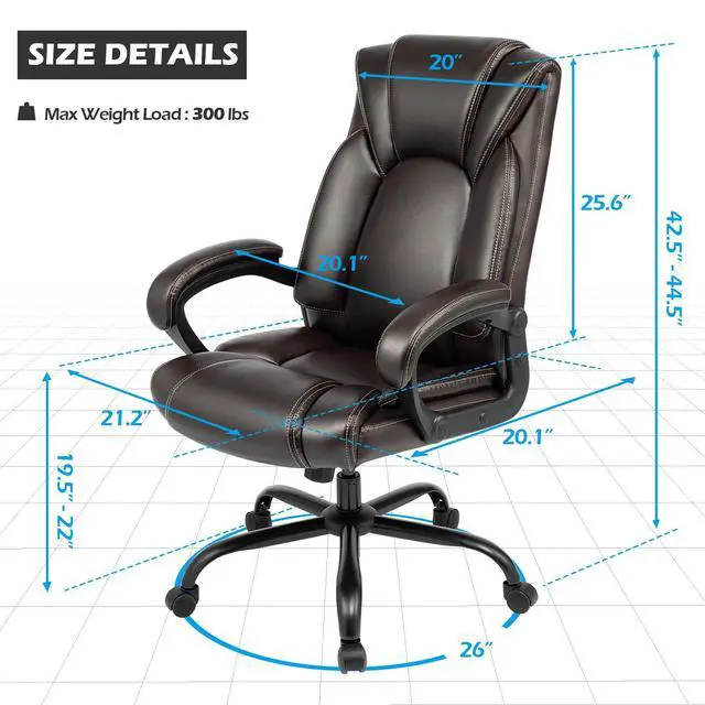 Alt view image 2 of 7 - Executive Office Chair with Spring Cushion,Hydrolysis-Resistant Leather | Spring cushion comfort,5-year leather.BIFMA sturdy, 300lbs.Tilt function,easy assemble.Great for office/gaming