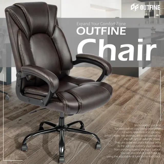 Alt view image 7 of 7 - Executive Office Chair with Spring Cushion,Hydrolysis-Resistant Leather | Spring cushion comfort,5-year leather.BIFMA sturdy, 300lbs.Tilt function,easy assemble.Great for office/gaming