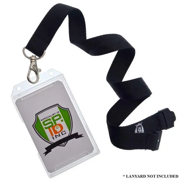 Alt view image 7 of 7 - Bulk 50 Pack - Clear Hard Plastic Badge Holder Vertical - Side Load 2 Card Protector - Multiple Card ID Badge Holders - Heavy Duty Rigid/Hard Plastic by (Clear)