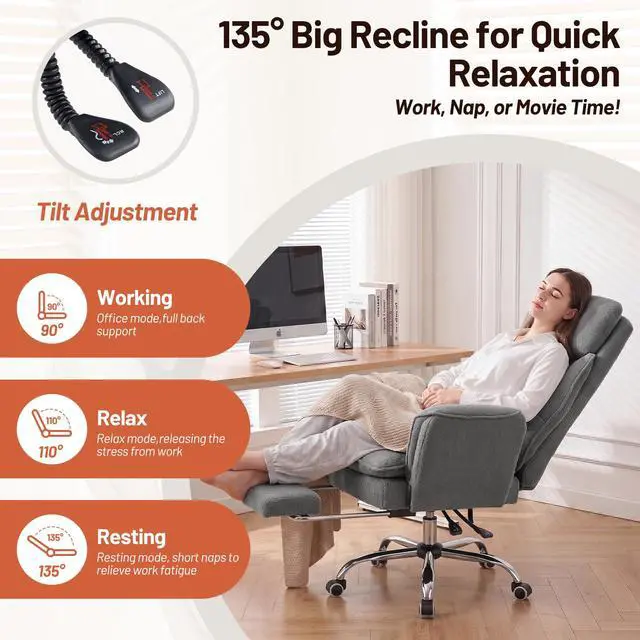 Alt view image 4 of 7 - Criss Cross Office Chair with Armrests & Wheels, Big and Tall Office Chair with Footrest, Flip Armrests for Pets, Wider Seat Cross Legged Office Chair, Ergonomic Chair, Teddy, LightGrey