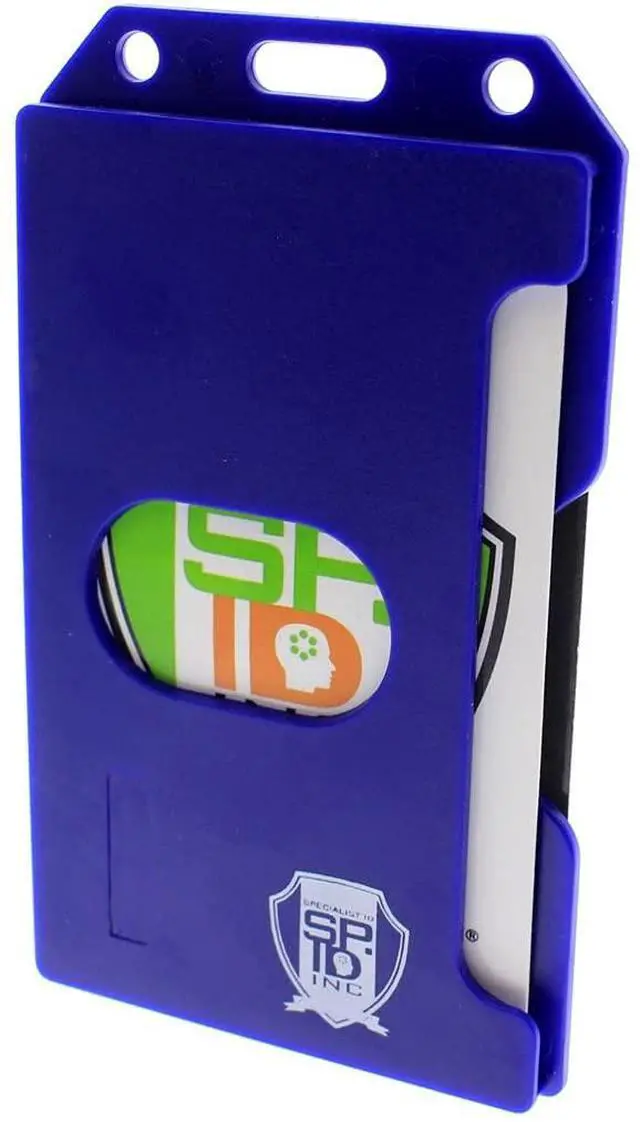 Alt view image 6 of 7 - Bulk 50 Pack - Blue Hard Plastic Badge Holder Vertical - Side Load 2 Card Protector - Multiple Card ID Badge Holders - Heavy Duty Rigid/Hard Plastic by (Dark Blue)