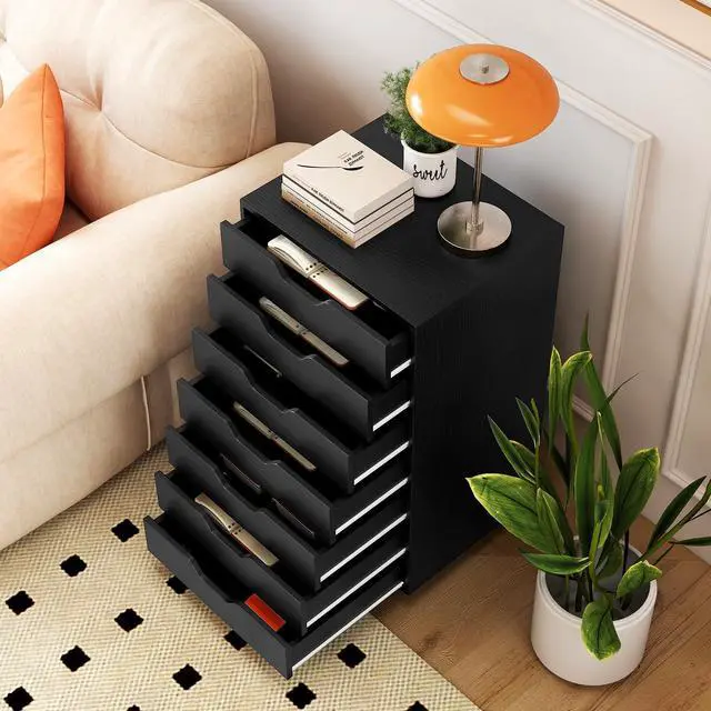Alt view image 2 of 7 - 7 Drawers Filing Cabinet, Vertical File Cabinet for | Under Desk Mobile Storage Organizer, Storage Cabinets with Wheels, Lateral Filing Cabinet for Home Office Living Room, Study