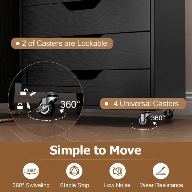 Alt view image 5 of 7 - 7 Drawers Filing Cabinet, Vertical File Cabinet for | Under Desk Mobile Storage Organizer, Storage Cabinets with Wheels, Lateral Filing Cabinet for Home Office Living Room, Study