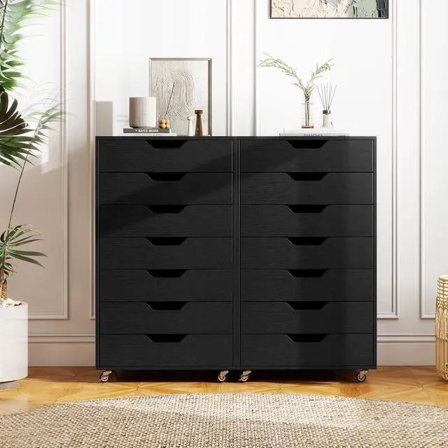 Alt view image 7 of 7 - 7 Drawers Filing Cabinet, Vertical File Cabinet for | Under Desk Mobile Storage Organizer, Storage Cabinets with Wheels, Lateral Filing Cabinet for Home Office Living Room, Study