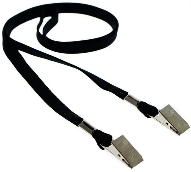 Main image of Bulk 100 Pack - Face Mask Lanyards - Comfortable Neck Straps for Badge Holders - Twist Free 2 Hook Design (1 on Each End) for Special Event Badges, Credentials and Ticket Holders (Black)