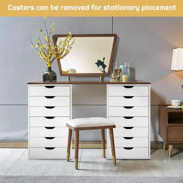 Alt view image 4 of 7 - 7 Drawers Filing Cabinet, Vertical File Cabinet with Wheels | Mobile Under Desk Storage Cabinets, Ideal for Home Office, Study, Workspace