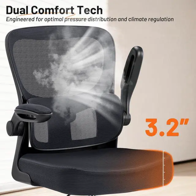 Alt view image 5 of 7 - Drafting Chair - Ergonomic Tall Office Chair with Lumbar Support and FILP-up Armrests - High Standing Desk Chair Breathable Mesh with Adjustable Footrest Ring and Height for Home Office