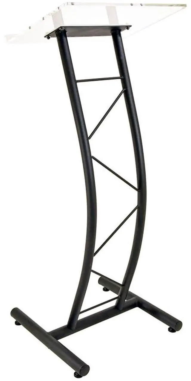 Main image of Curved Metal Lectern with Acrylic Top, Stainless Steel Lectern Body and Clear Acrylic Top - Striking and Elegant for All Spaces