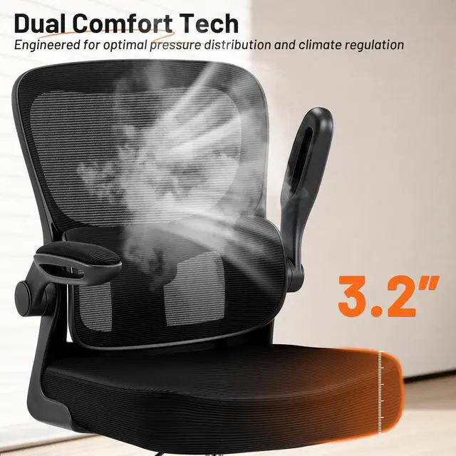 Alt view image 6 of 7 - Drafting Chair - Ergonomic Tall Office Chair with Lumbar Support and Flip-up Armrests - High Standing Desk Chair Breathable Mesh with Adjustable Footrest Ring and Height for Home Office