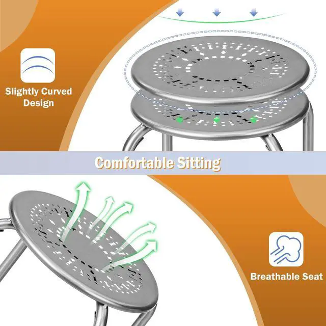 Alt view image 3 of 7 - Stackable Stools 6 Pack, Portable Metal Stacking Stools for Classroom Round Nesting Chairs Flexible Seating for Home Office School, Grey