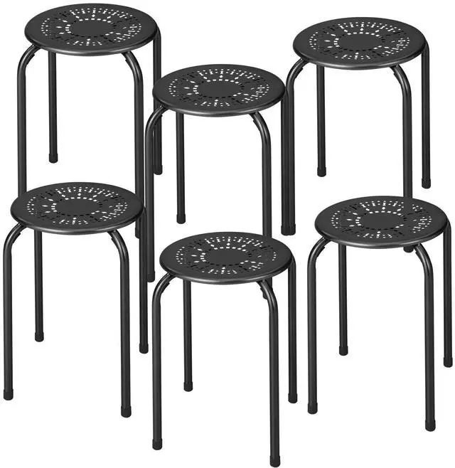 Main image of Stackable Stools 6 Pack, Portable Metal Stacking Stools for Classroom Round Nesting Chairs Flexible Seating for Home Office School, Black