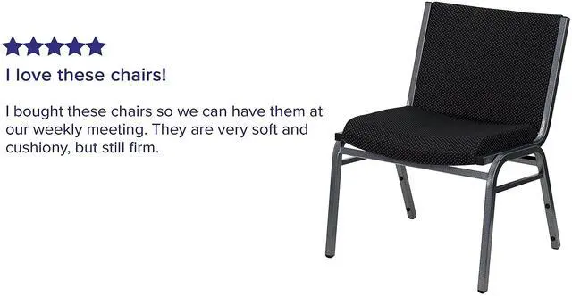 Alt view image 4 of 7 - Hercules Big & Tall Fabric Stack Chair, Black | Fabric Upholstery, Durable Construction, Commercial Use, 1000 LBS. Weight Capacity