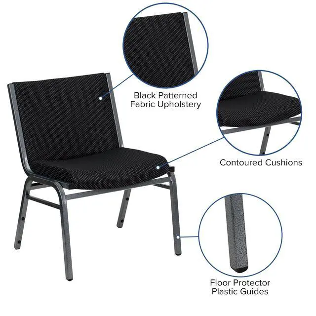 Alt view image 6 of 7 - Hercules Big & Tall Fabric Stack Chair, Black | Fabric Upholstery, Durable Construction, Commercial Use, 1000 LBS. Weight Capacity