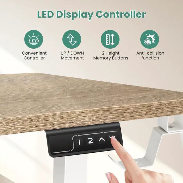 Alt view image 6 of 7 - 63 L Shaped Standing Desk,Electric Height Adjustable Corner Stand Up Desk, Ergonomic Sit Stand Home Office Computer Desk with Splice Board (Oak)