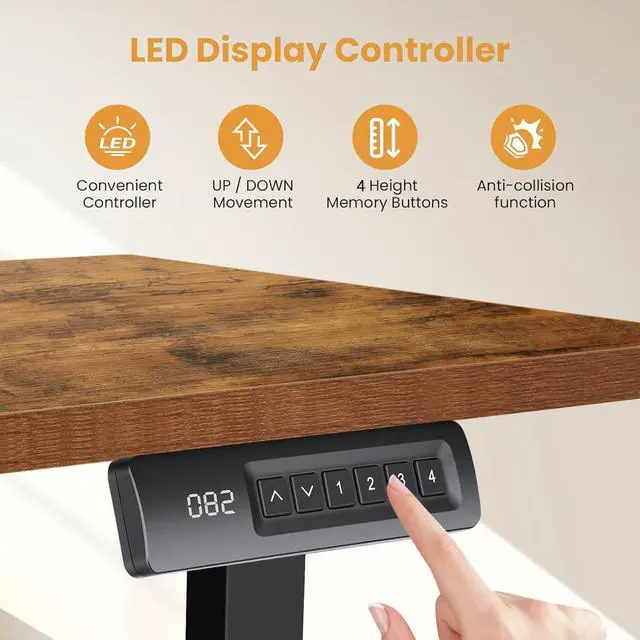 Alt view image 5 of 7 - 63 L Shaped Standing Desk with Charging Station,Supports Left and Right Swapping,Electric Height Adjustable Corner Stand Up Desk.Free Hook, Lockable Wheels,Mouse Pad,Brown