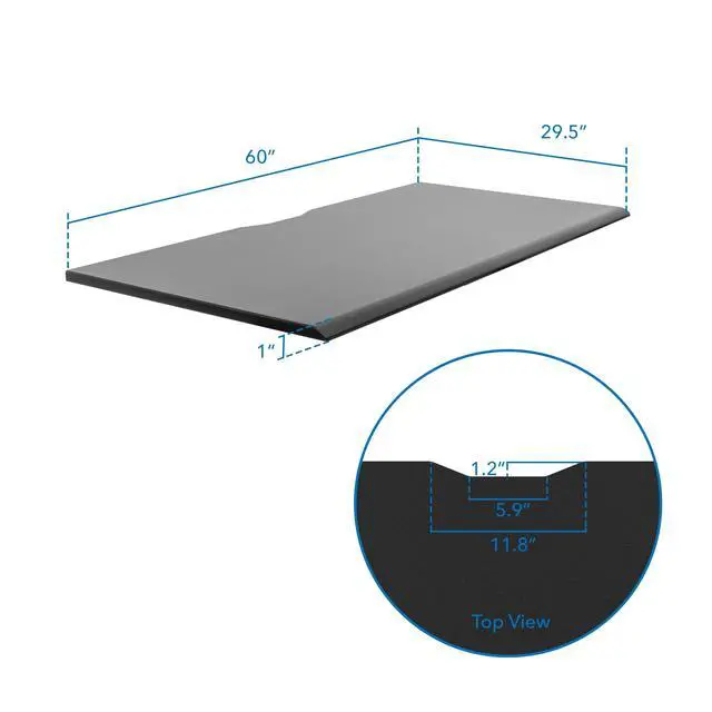Alt view image 3 of 7 - Premium Tabletop for Sit Stand Desktops (60" Wide, 29.5" Deep, 1" Thick), Standing Desk Top Only with Beveled Front Edge and Cable Management Cut-Out - Wood Table Top Slab in Black