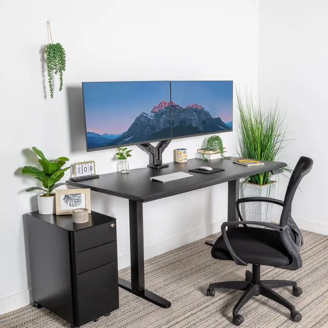 Alt view image 6 of 7 - Premium Tabletop for Sit Stand Desktops (60" Wide, 29.5" Deep, 1" Thick), Standing Desk Top Only with Beveled Front Edge and Cable Management Cut-Out - Wood Table Top Slab in Black
