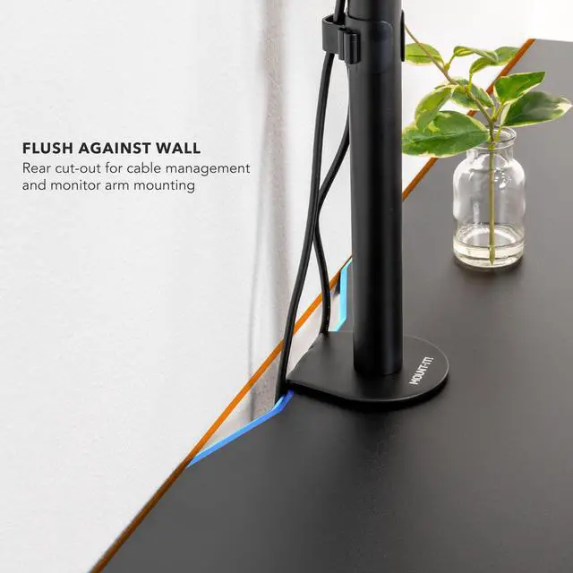Alt view image 7 of 7 - Premium Tabletop for Sit Stand Desktops (60" Wide, 29.5" Deep, 1" Thick), Standing Desk Top Only with Beveled Front Edge and Cable Management Cut-Out - Wood Table Top Slab in Black