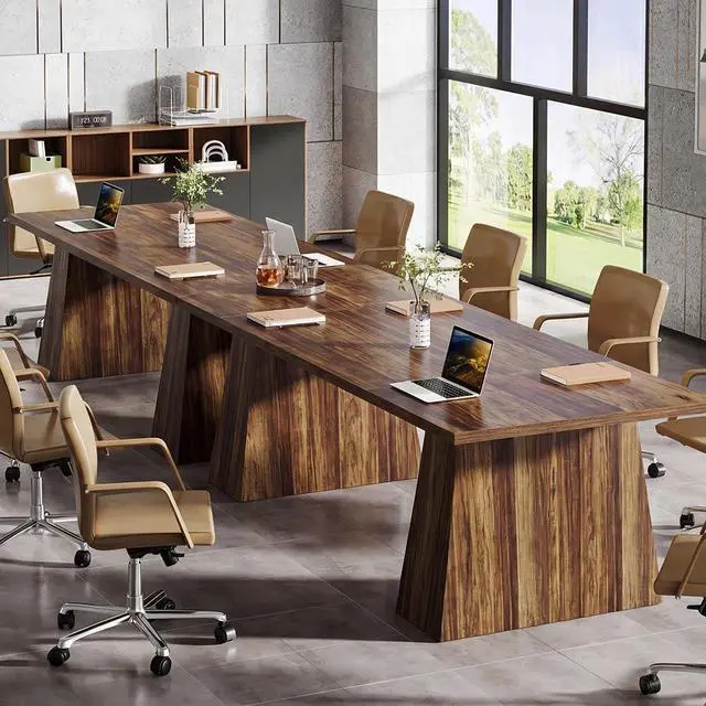 Alt view image 4 of 7 - 5FT Conference Table, Rectangular Meeting Table, Dark Brown | Base for 4-6Heavy-Duty Conference Room Table for Office, 63" L x 31.10" W x 29.53" H