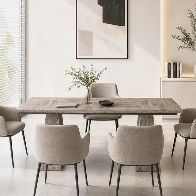 Alt view image 3 of 5 - 5FT Conference Table, Rectangular Conference Room Table, Gray | 63" Office Table with Pedestal Base for 4-6Heavy-Duty Meeting Table for Office Conference Room, 63" L x 31.10" W x 29.53" H