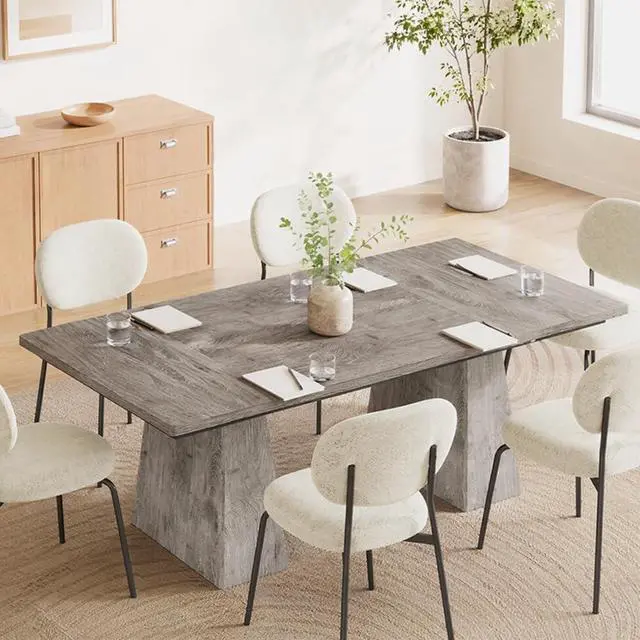 Alt view image 2 of 5 - 5FT Conference Table, Rectangular Conference Room Table, Gray | 63" Office Table with Pedestal Base for 4-6Heavy-Duty Meeting Table for Office Conference Room, 63" L x 31.10" W x 29.53" H