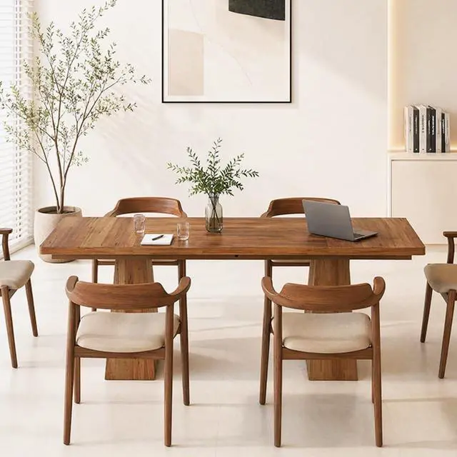 Alt view image 4 of 7 - 5FT Conference Table, Rectangular Meeting Table, Light Brown | 63" Office Table with Pedestal Base for 4-6Heavy-Duty Conference Room Table for Office, 63" W x 31.10" D x 29.53" H