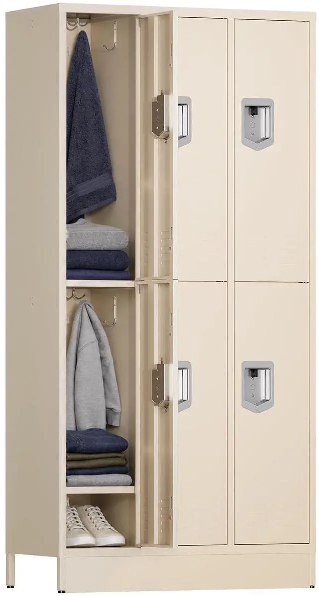 Main image of 6 Door Metal Storage Locker for Employees, Heavy Duty Steel School Locker with Lift Up Handle & Recessed Hasp, Gym Office Lockers with Adjustable Shelves & Hooks, 72"H x 35.4"W x 15.75"D, Beige
