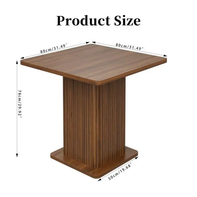 Alt view image 2 of 7 - Small Square Conference Table for 2-4 People, 31.5 Inch, Walnut | Modern Meeting Room Table with Fluted Doors, Wood 2-Tier Storage, Small Compact, Office, Training, Conference Room