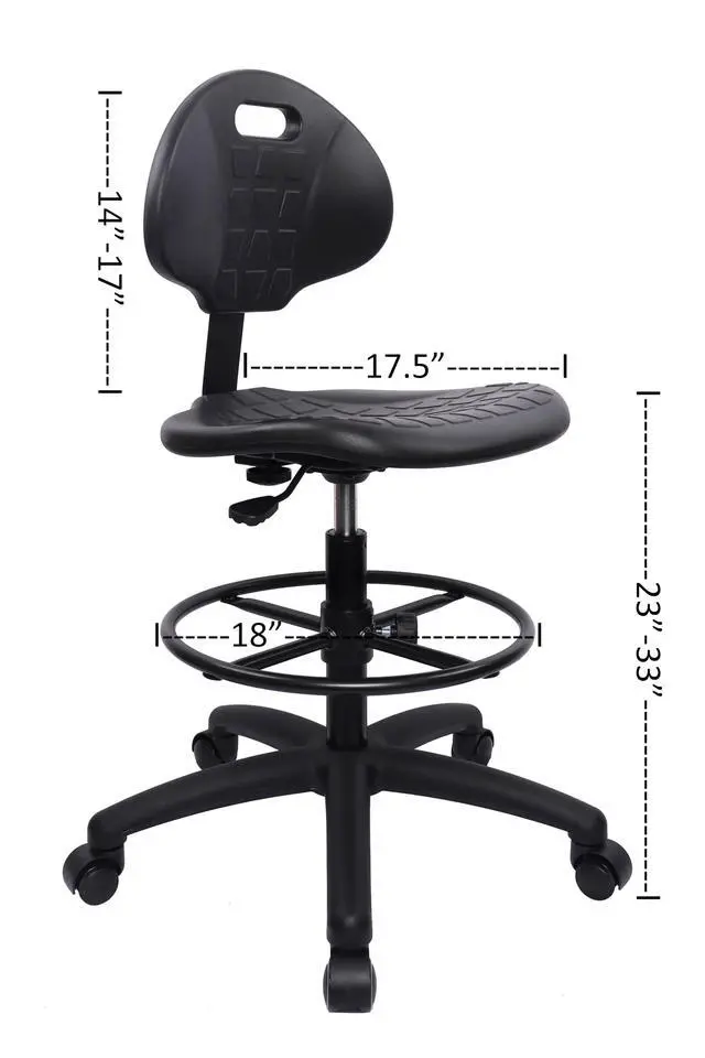 Alt view image 2 of 7 - ® Deluxe Drafting Lab Stool Chair, 18'' Adjustable Footring, 10'' Adjustable Height, 450 lbs seat Capacity, Heavy Duty, Shipped Within 24 Hours(Self-Braking Caster)