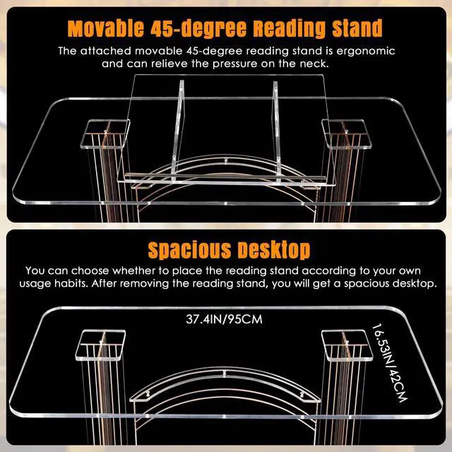 Alt view image 4 of 7 - 43IN Church Pulpit with 15 Colors Led Lights, Acrylic Pulpits for Churches, Transparent Podium Stand with Wheels& Spacious Reading Platform, Clear Lectern for Speech (37.4L*16.5W *42.7H)