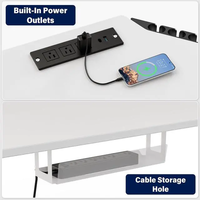 Alt view image 6 of 7 - 63 x 55 inch L-Shaped Standing Desk, Corner Computer Desk, Electric Standing Desk Adjustable Height, Sit to Stand Ergonomic Workstation for Home Office, White