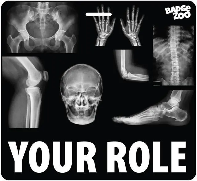 Main image of Personalized Double-Sided Horizontal Radiology Marker Holder with Real X-RAY Scans - Waterproof PVC - 3 1/3" x 3 1/8" - 100 Pack