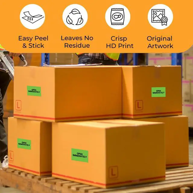 Alt view image 4 of 6 - Open Immediately Warehouse Receiving Labels 3"x5" Rectangle Labels 500 Qty/Roll Paper, Easy Peel and Stick, Strong Adhesive, No Residue, Made in USA