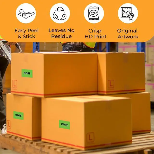 Alt view image 4 of 6 - Core Warehouse Receiving Labels 3"x5" Rectangle Labels 500 Qty/Roll Paper, Easy Peel & Stick, Strong Adhesive, No Residue and Made in USA