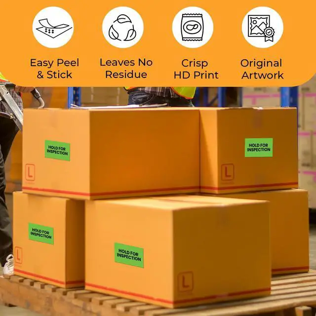 Alt view image 3 of 5 - Hold for Inspection Warehouse Receiving Labels 3"x5" Rectangle Labels 500 Qty/Roll Paper, Easy Peel and Stick, Strong Adhesive, No Residue, Made in USA