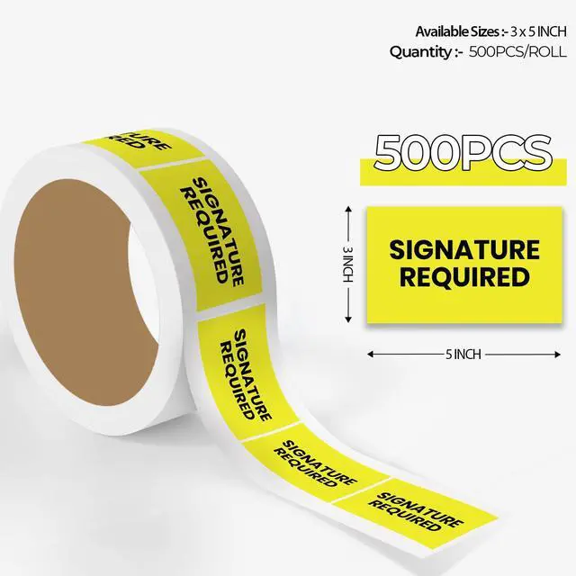 Alt view image 2 of 6 - Signature Required Warehouse Receiving Labels 3"x5" Rectangle Labels 500 Qty/Roll Paper, Easy Peel and Stick, Strong Adhesive, No Residue, Made in USA