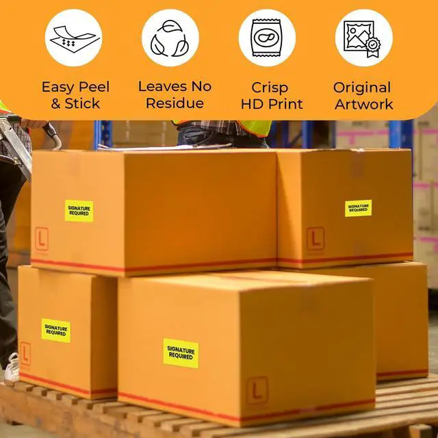 Alt view image 4 of 6 - Signature Required Warehouse Receiving Labels 3"x5" Rectangle Labels 500 Qty/Roll Paper, Easy Peel and Stick, Strong Adhesive, No Residue, Made in USA