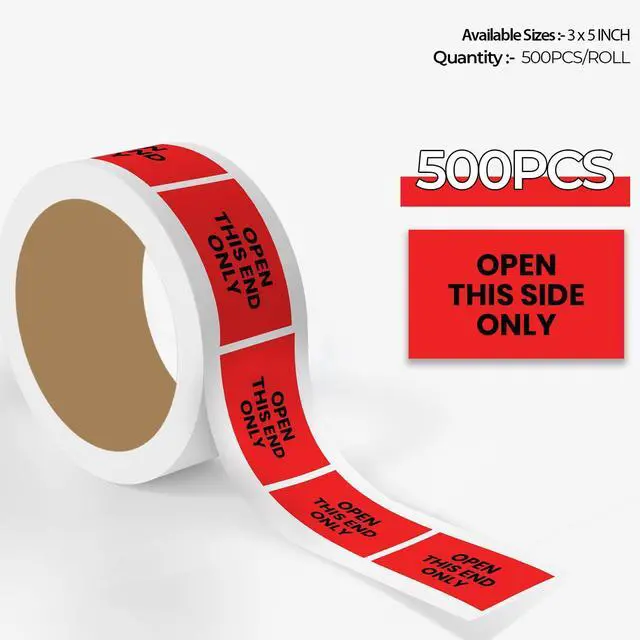 Alt view image 3 of 6 - Open This Side Only Warehouse Receiving Labels 3"x5" Rectangle Labels 500 Qty/Roll Paper, Easy Peel and Stick, Strong Adhesive, No Residue, Made in USA