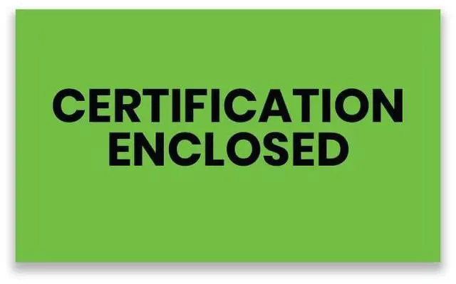 Main image of Certification Enclosed Warehouse Receiving Labels 3"x5" Rectangle Labels 500 Qty/Roll Paper, Easy Peel and Stick, Strong Adhesive, No Residue, Made in USA