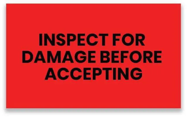 Main image of Inspect for Damage Before Accepting Warehouse Receiving Labels 3"x5" Rectangle Labels 500 Qty/Roll Paper, Easy Peel and Stick, Strong Adhesive, No Residue, Made in USA