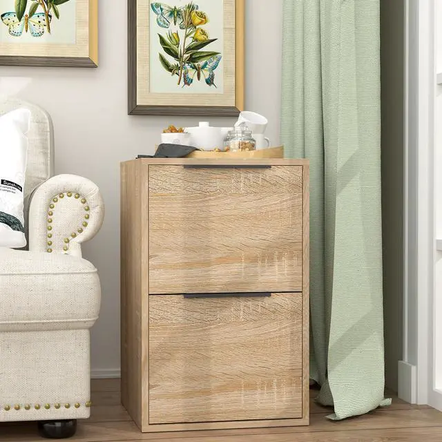 Alt view image 2 of 7 - 2 Drawer File Cabinet, Wood Filing Cabinet for Letter Size Filings, Under Desk Small Filing Cabinets for Home Office, Oak