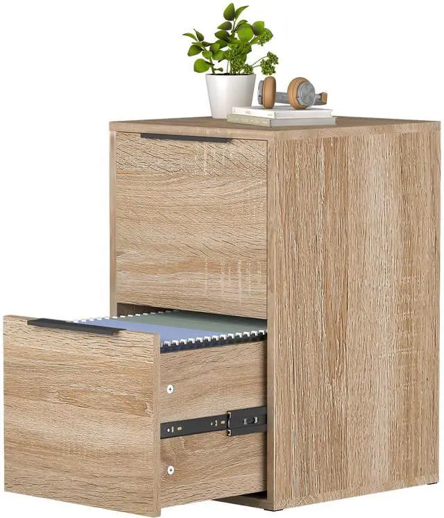 Main image of 2 Drawer File Cabinet, Wood Filing Cabinet for Letter Size Filings, Under Desk Small Filing Cabinets for Home Office, Oak