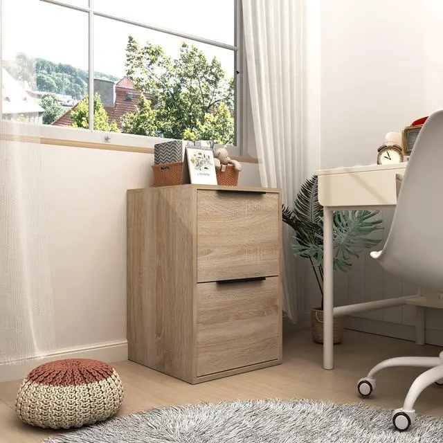 Alt view image 7 of 7 - 2 Drawer File Cabinet, Wood Filing Cabinet for Letter Size Filings, Under Desk Small Filing Cabinets for Home Office, Oak